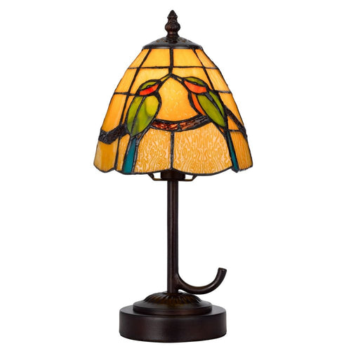 Eli Accent Lamp | 13" | Avian Pair Tiffany Shade | Multicolor