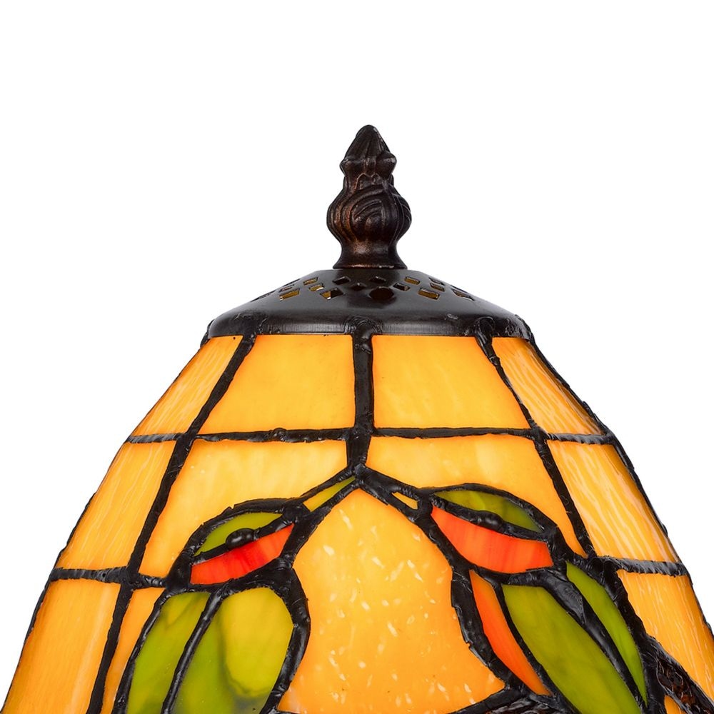 Eli 13 Inch Accent Lamp Painted Avian Pair Tiffany Style Shade Multicolor By Casagear Home BM295952
