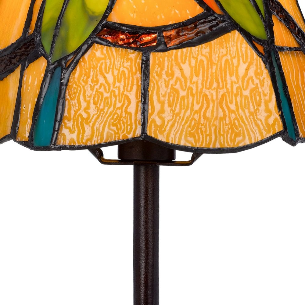 Eli 13 Inch Accent Lamp Painted Avian Pair Tiffany Style Shade Multicolor By Casagear Home BM295952
