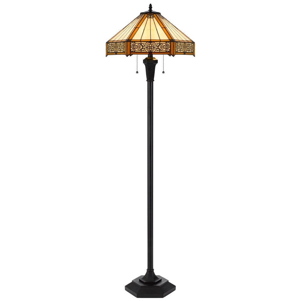 Eli Floor Lamp | 60" | Tiffany Shade | Dual Light | Bronze