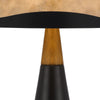 30 Inch 3 Way Table Lamp Beige Mica Shade Rubberwood and Black Metal Body By Casagear Home BM295962