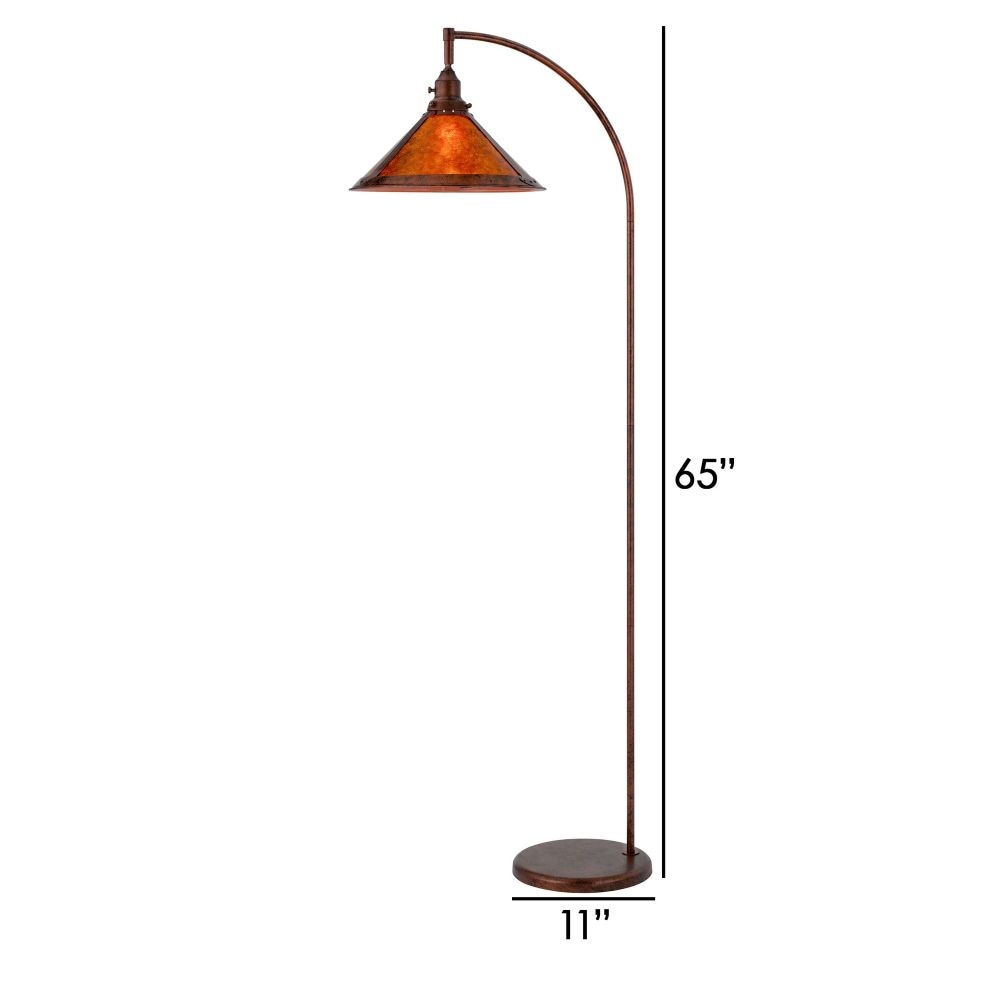 Cyan 65 Inch Modern Adjustable Arc Floor Lamp Amber Mica Shade Rust Metal By Casagear Home BM295963