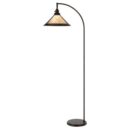 Cyan 65 Inch Adjustable Metal Arc Floor Lamp, White Mica Shade, Dark Bronze By Casagear Home