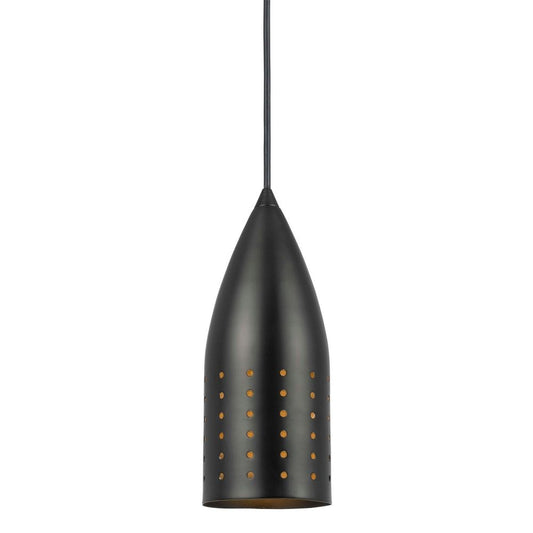 4 Inch Modern Pendant Light, Round Metal Shade, Oil Rubbed Black Bronze By Casagear Home