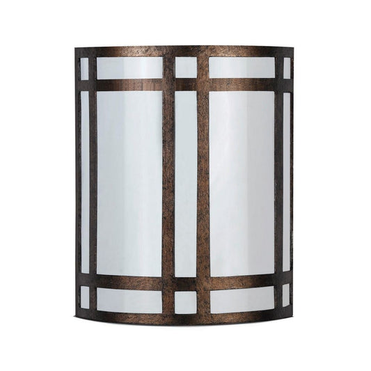 11" Wall Sconce Lamp, White Acrylic Shade, Hand Painted Rust Trim Metal By Casagear Home