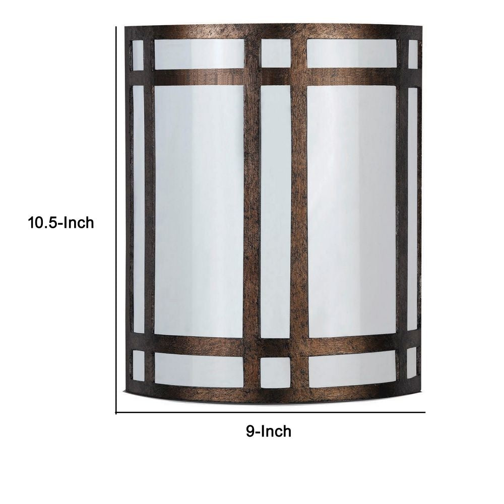 11 Wall Sconce Lamp White Acrylic Shade Hand Painted Rust Trim Metal By Casagear Home BM295972