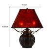 20 Inch Table Lamp Vintage Red Amber Mica Shade Upturned Arms Round Body By Casagear Home BM295986