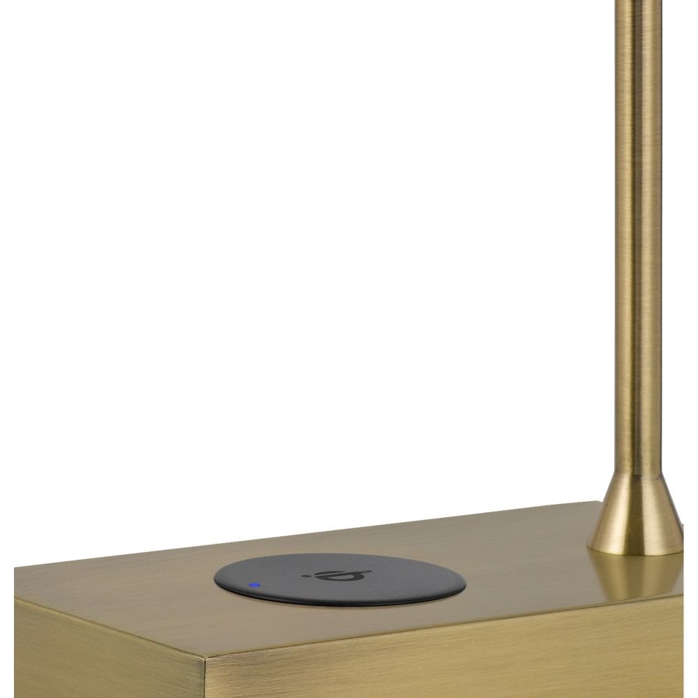 Dyna 18 Inch Integrated LED Desk Lamp Wireless USB Port Antique Brass By Casagear Home BM295989