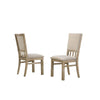 22 Inch Wood Dining Chairs Set of 2, Beige Cushioning, Slatted Low Back By Casagear Home