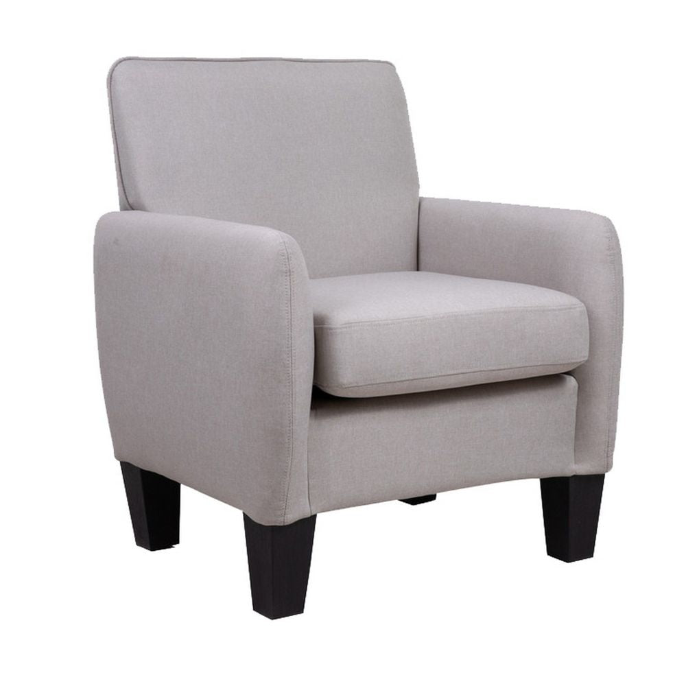 Jiya 28 Inch Modern Accent Armchair, Foam Cushions, Black Legs, Beige Linen By Casagear Home