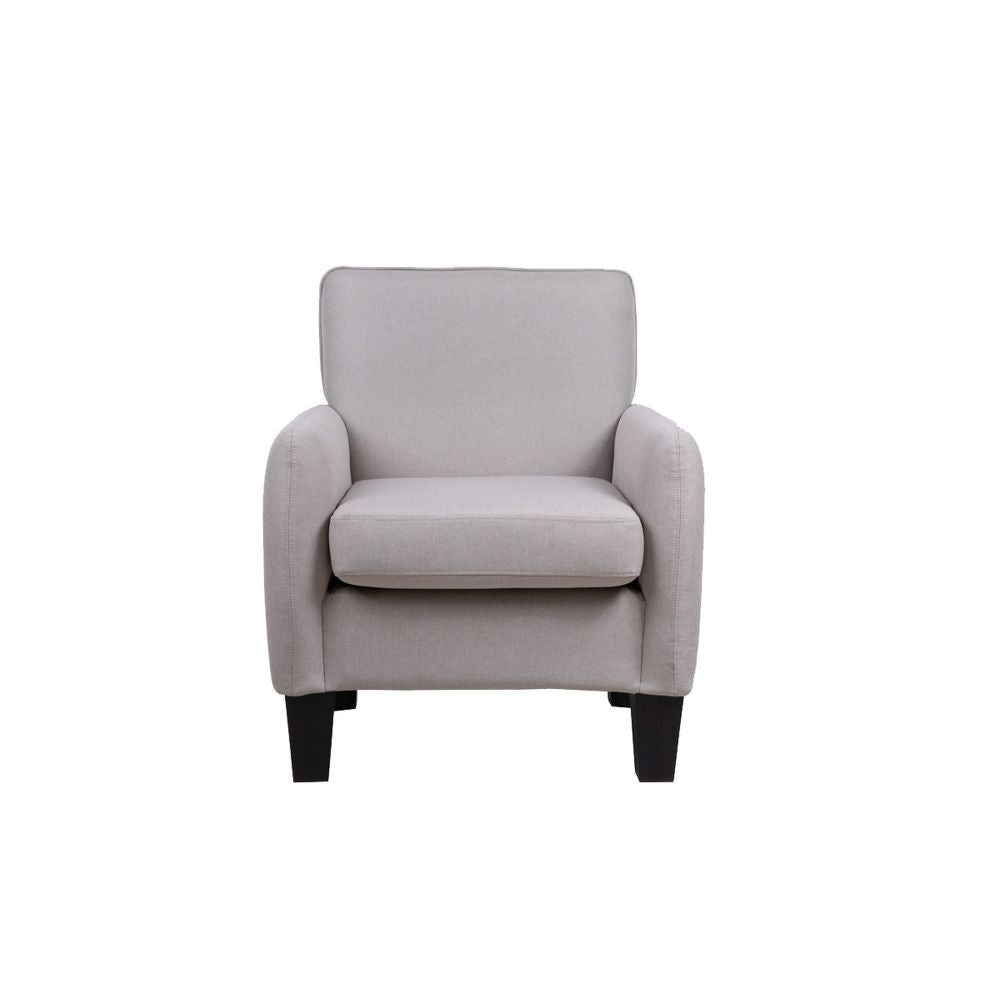 Jiya 28 Inch Modern Accent Armchair Foam Cushions Black Legs Beige Linen By Casagear Home BM296003