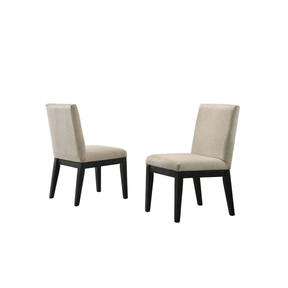 Dining Chair Set of 2 | 19" | Padded Backrest | Beige Upholstery