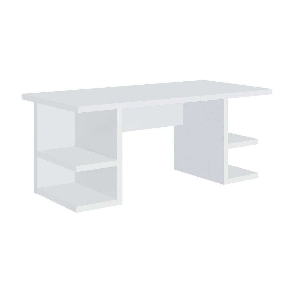Writing Desk | 71" | 4 Shelves | Modern White Finish