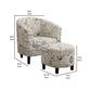 30 Inch Barrel Accent Chair with Half Oval Ottoman Off White French Script By Casagear Home BM296084