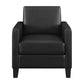 34 Inch Modern Accent Chair Angled Back Modern Style Black Faux Leather By Casagear Home BM296085