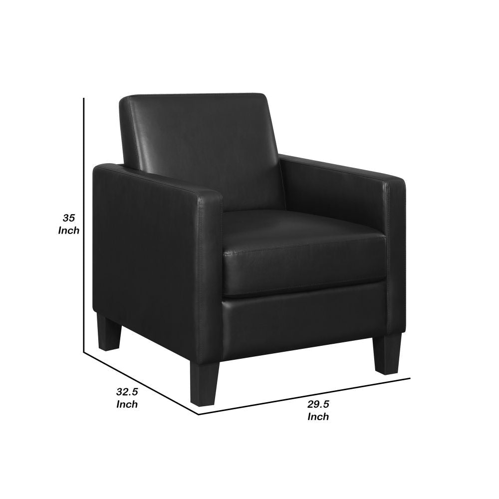 34 Inch Modern Accent Chair Angled Back Modern Style Black Faux Leather By Casagear Home BM296085
