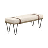 Accent Bench | 47" | Faux Leather Straps | Beige Fabric