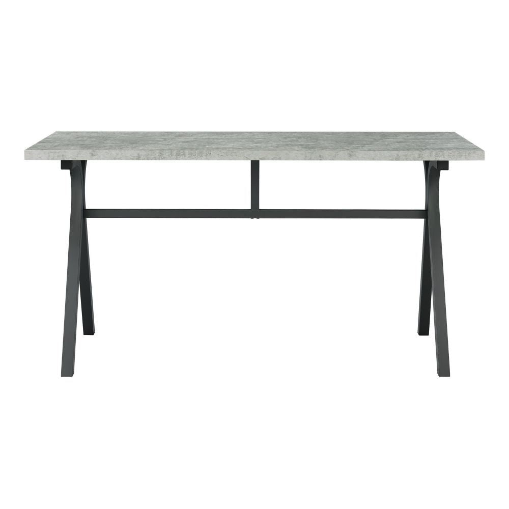 Ota 60 Inch Rectangular Writing Desk Light Gray Wood Top Dark Gray Metal By Casagear Home BM296116