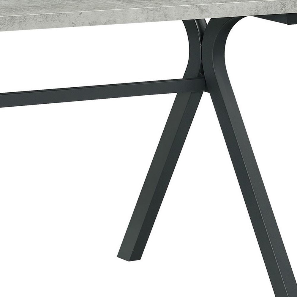 Ota 60 Inch Rectangular Writing Desk Light Gray Wood Top Dark Gray Metal By Casagear Home BM296116