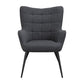 Liz 29 Inch Retro Accent Armchair Grid Tufted Wingback Gray Woven Fabric By Casagear Home BM296121