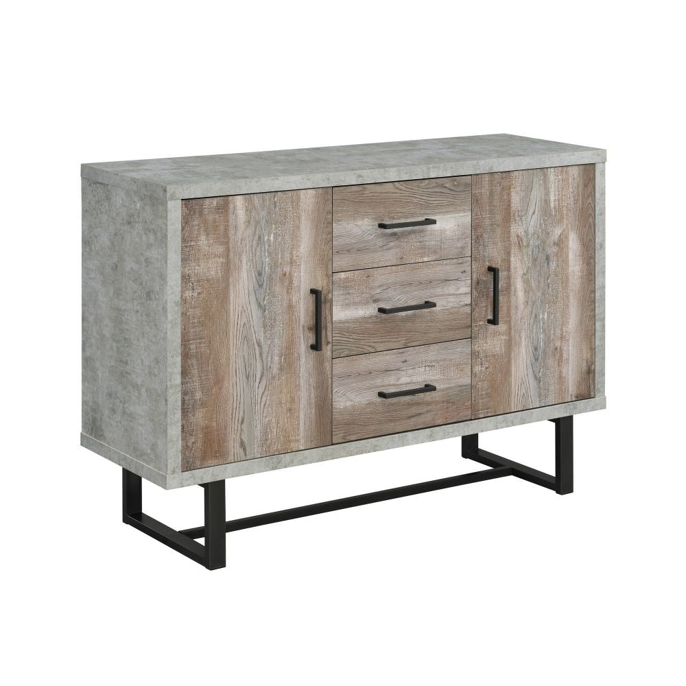 47 Inch 3 Drawer Sideboard Console Cabinet, Sled Legs, Gray Faux Concrete By Casagear Home