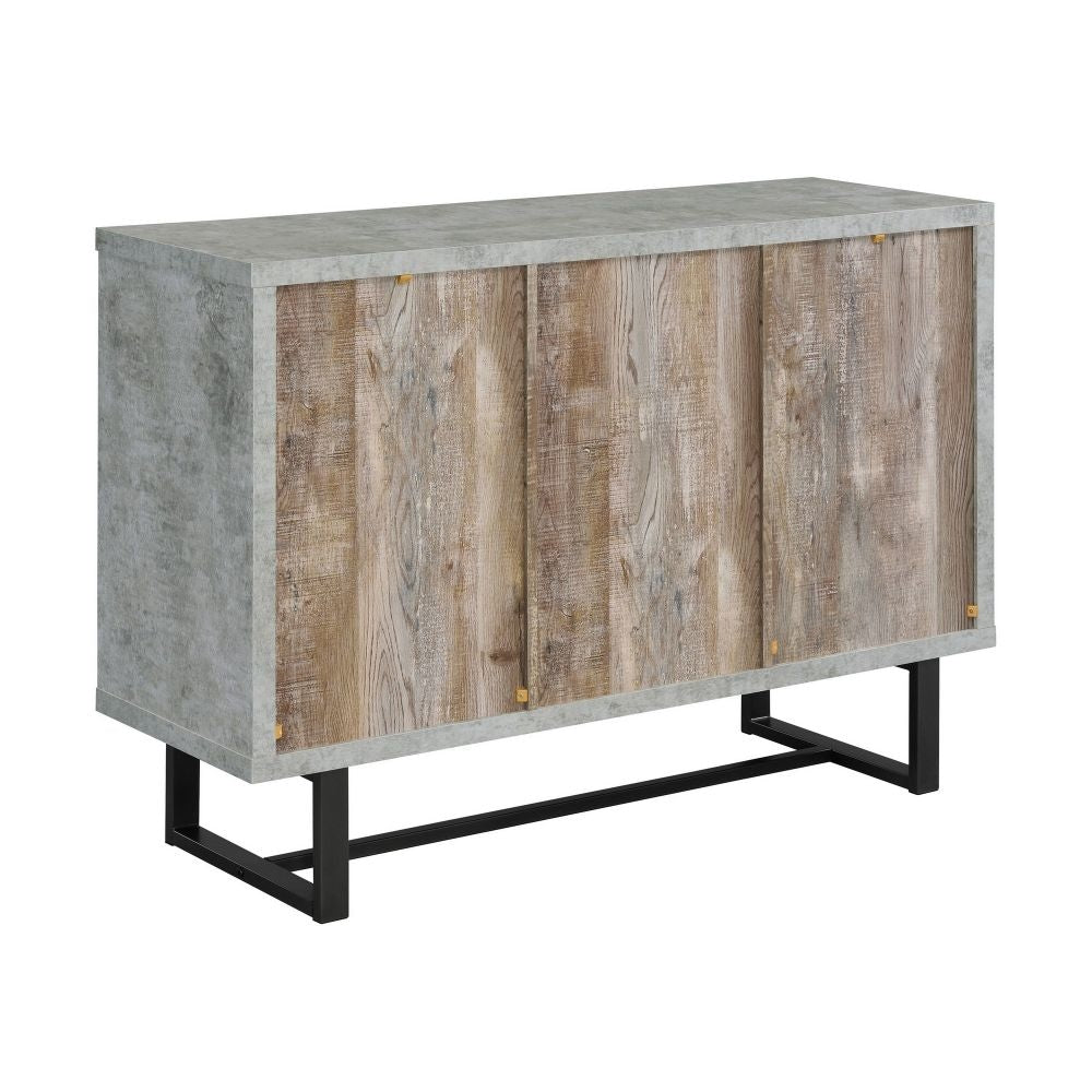 47 Inch 3 Drawer Sideboard Console Cabinet Sled Legs Gray Faux Concrete By Casagear Home BM296126