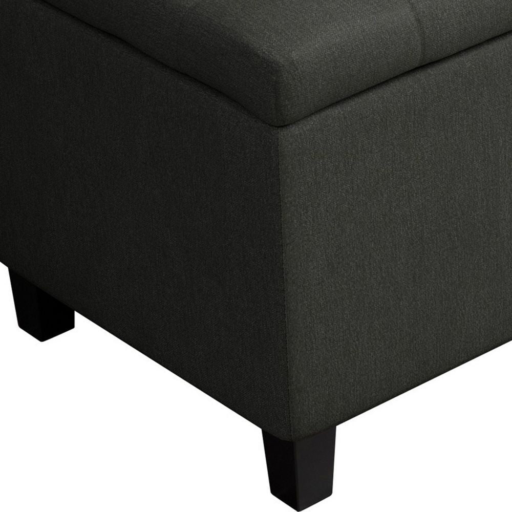 44 Inch Modern Lift Top Storage Bench Button Tufted Seat Charcoal Fabric By Casagear Home BM296136