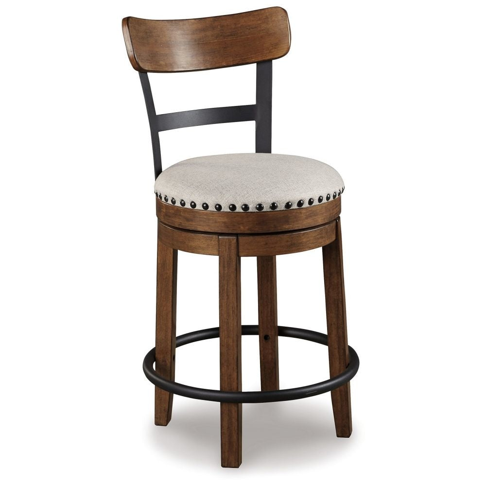 Zane Counter Stool | 25" | Swivel | Round Seat | Brown Wood