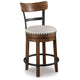 Zane Counter Stool | 25" | Swivel | Round Seat | Brown Wood