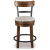 Zane 25 Inch Swivel Counter Height Stool Round Cushioned Seat Brown Wood By Casagear Home BM296511