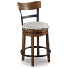 Zane 25 Inch Swivel Counter Height Stool, Round Cushioned Seat, Brown Wood By Casagear Home