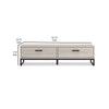 53 Inch 2 Drawer Storage Bench Smooth Pewter Toned Frame Black Metal Base By Casagear Home BM296512