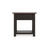 24 Inch Side End Table Black Wood Base Power Socket and USB Chargers By Casagear Home BM296518