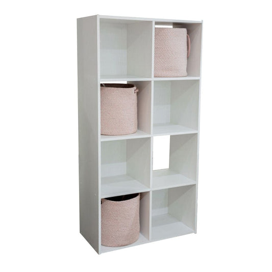 Lizy 47 Inch Tall Bookcase Organizer, 8 Cube Style Storage, White Finish By Casagear Home