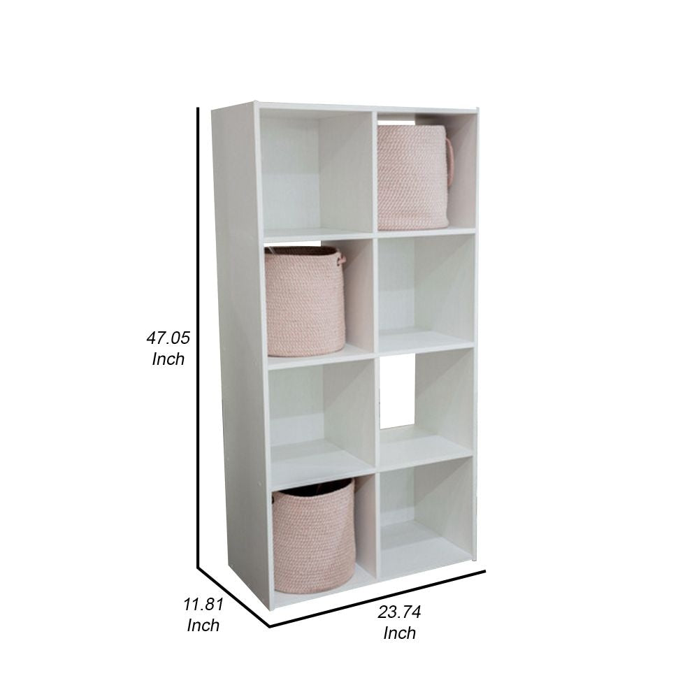 Lizy 47 Inch Tall Bookcase Organizer 8 Cube Style Storage White Finish By Casagear Home BM296521