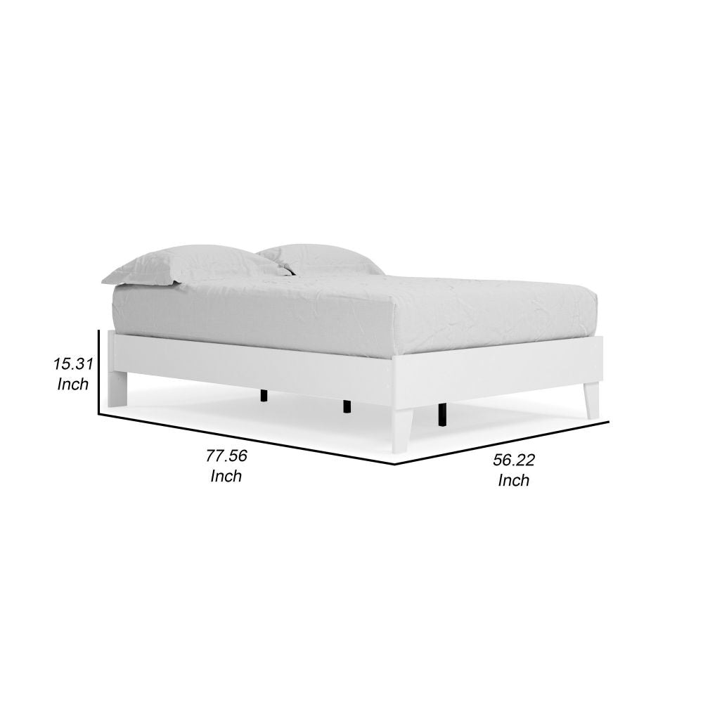 Asher Full Sized Platform Bed Modern Silhouette Matte White Wood Frame By Casagear Home BM296529