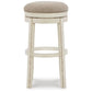30 Inch Swivel Backless Barstool Distressed White Beige Polyester Seat By Casagear Home BM296538