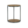 22 Inch Modern Side End Table Round Wood Top Black Metal Frame Brown By Casagear Home BM296550