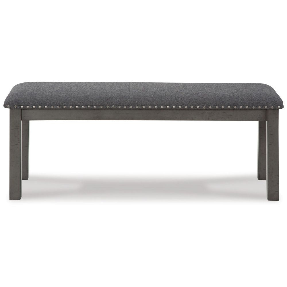 Fia 47 Inch Modern Bench Antique Gray Wood Gray Polyester Padded Seat By Casagear Home BM296554