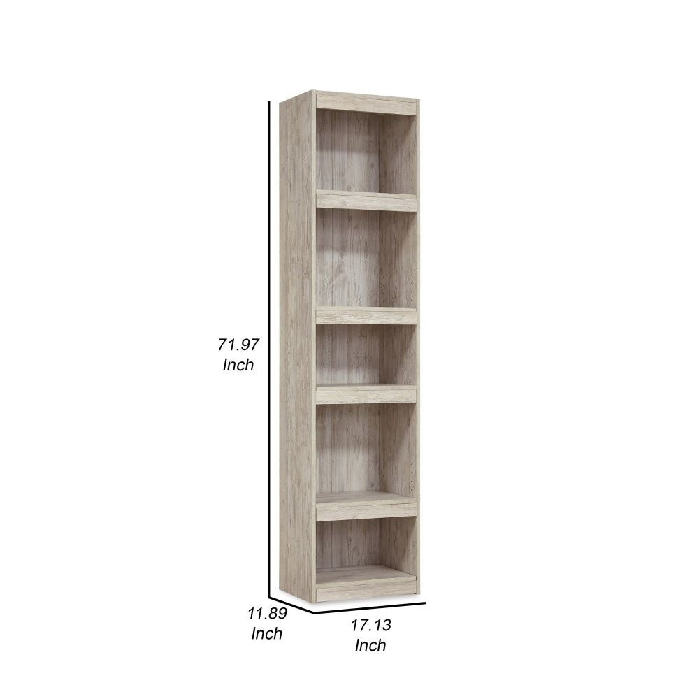 72 Inch Modern Wood Pier with 4 Open Adjustable Shelves Whitewashed Finish By Casagear Home BM296564