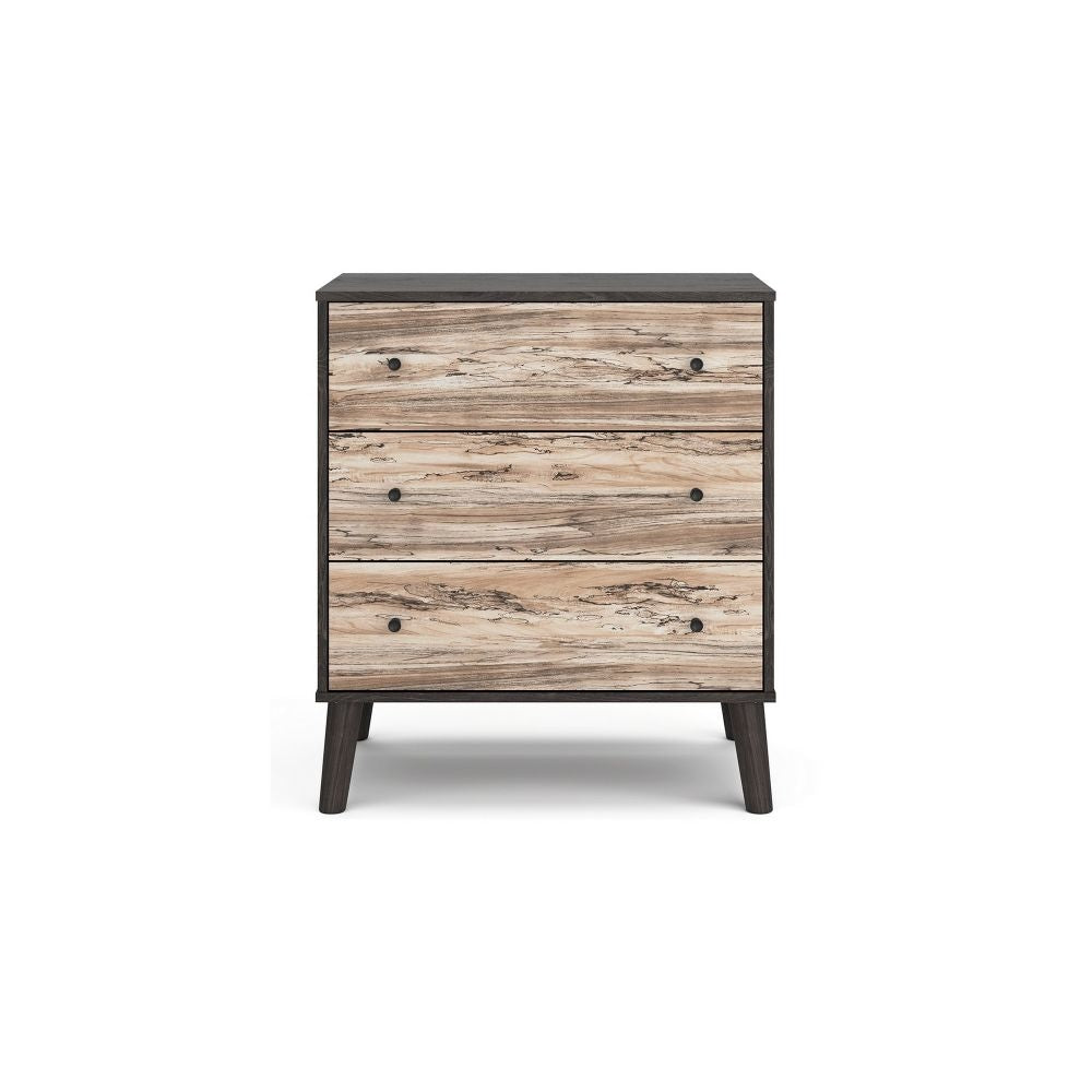 Kiki 34 Inch Bedside Nightstand Chest 3 Spacious Drawers Matte Black By Casagear Home BM296566