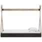 Pipa Modern Twin Size Bed Crossed Wood A Frame Tent Stand Jet Black Base By Casagear Home BM296570