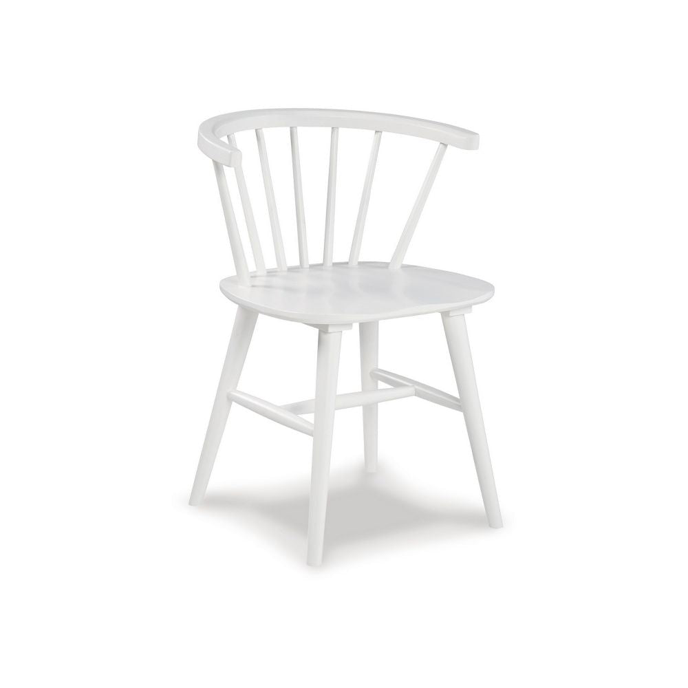 22 Inch Set of 2 Dining Chairs, Spindle Backrest, Matte White Wood Design By Casagear Home