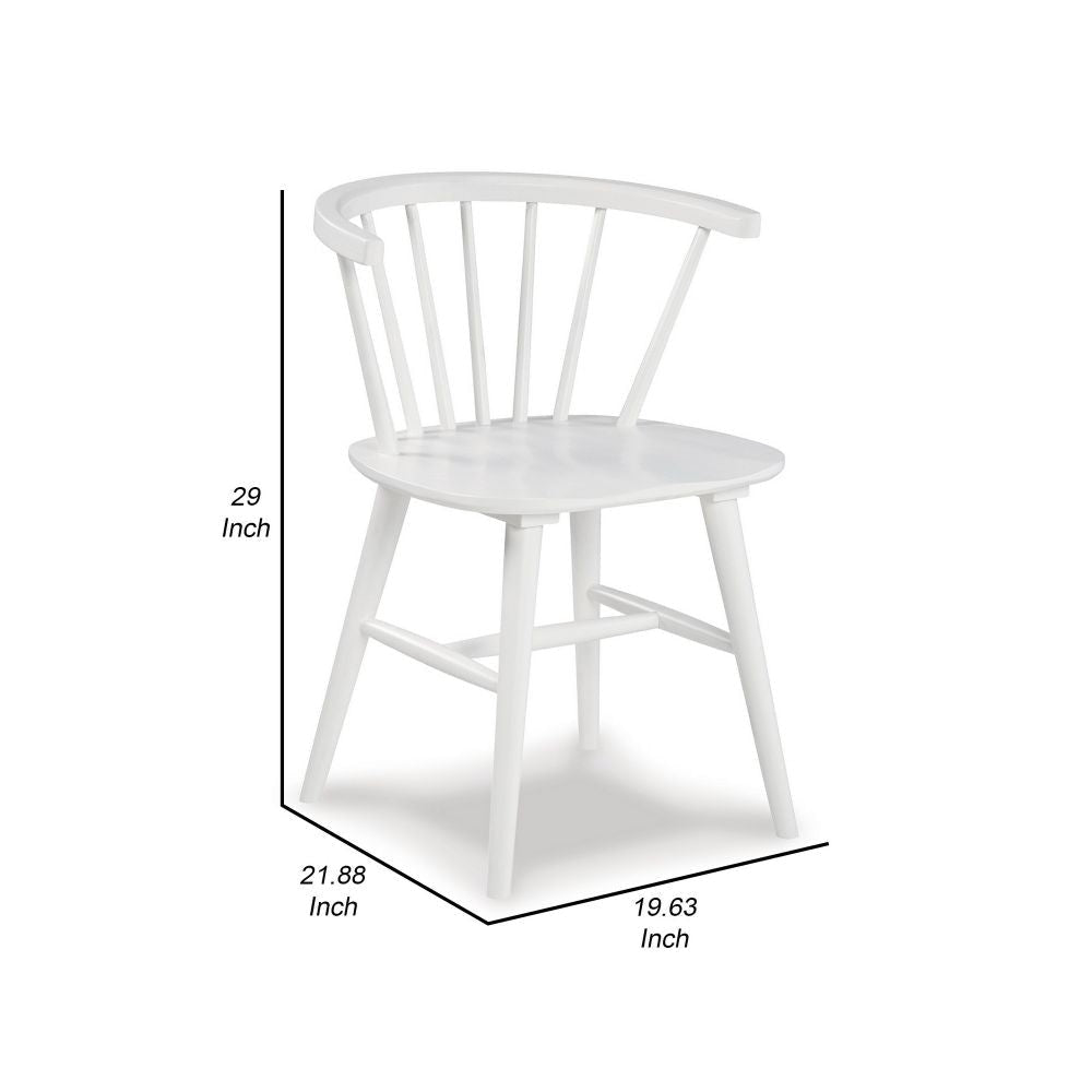 22 Inch Set of 2 Dining Chairs Spindle Backrest Matte White Wood Design By Casagear Home BM296573