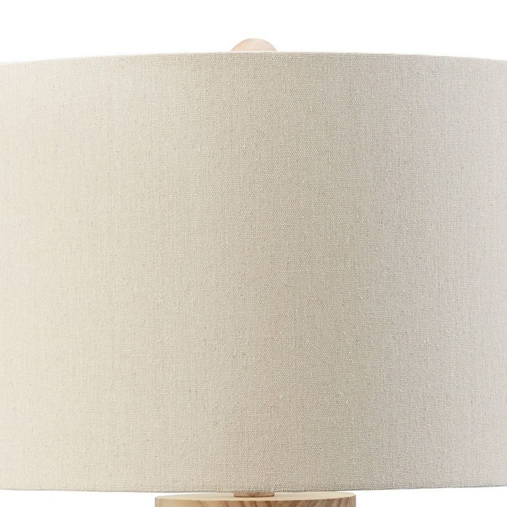 24 Inch Bohemian Table Lamp Paper Rope Hardback Fabric Shade Brown By Casagear Home BM296589