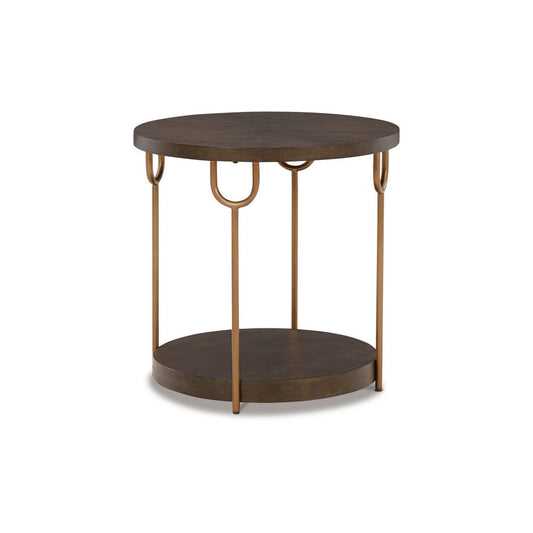 Side Table | 24" Round | Espresso Top | Gold Metal Legs