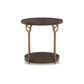 24 Inch Modern Round Side End Table Espresso Brown Wood Gold Metal Legs By Casagear Home BM296591