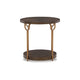 24 Inch Modern Round Side End Table Espresso Brown Wood Gold Metal Legs By Casagear Home BM296591