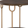 24 Inch Modern Round Side End Table Espresso Brown Wood Gold Metal Legs By Casagear Home BM296591