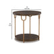 24 Inch Modern Round Side End Table Espresso Brown Wood Gold Metal Legs By Casagear Home BM296591